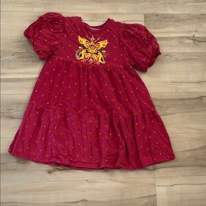 Kids Red Dress with Butterfly Design